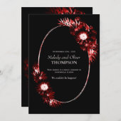 Faire-part Noir avec Mariage rouge Bourgogne (Devant / Derrière)