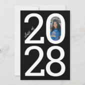 Faire-part Noir Classe Moderne Année de et de la photo (Devant)