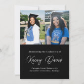 Faire-part Noir Classe Moderne Année de et de la photo (Dos)