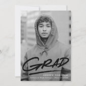 Faire-part Noir | Diplôme photo moderne pointillé (Devant)