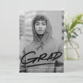 Faire-part Noir | Diplôme photo moderne pointillé (Debout devant)