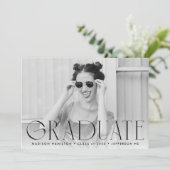 Faire-part Noir | Diplôme Photo Simple Moderne (Debout devant)