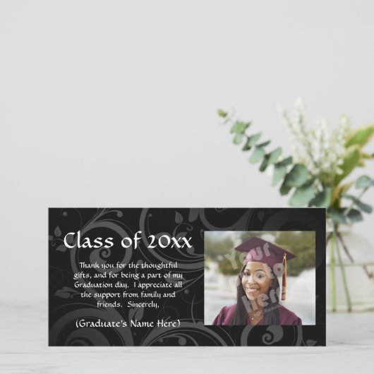 Faire-part noir d'obtention du diplôme de (Debout devant)