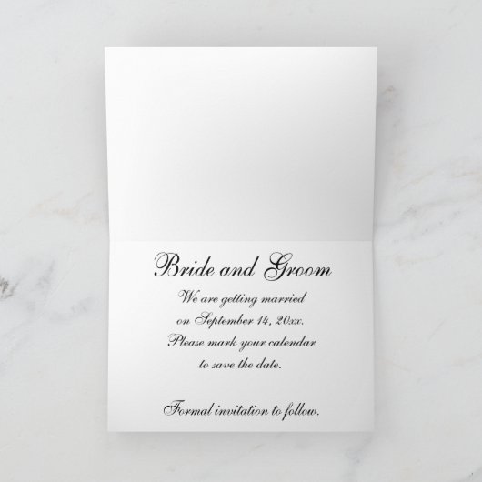 Faire-part Noir et blanc Fils de mariage Enregistrer la date (Intérieur)