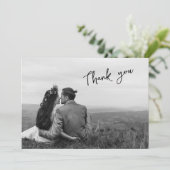 Faire-part Noir et blanc manuscrit deux Mercis photo (Debout devant)