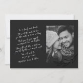 Faire-part Noir et blanc manuscrit deux Mercis photo (Dos)