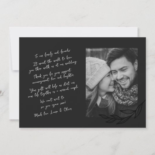 Faire-part Noir et blanc manuscrit deux Mercis photo (Dos)