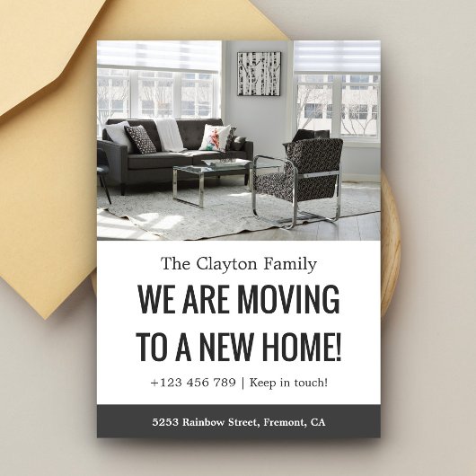 Faire-part Noir et blanc Nous sommes en train de bouger Faire