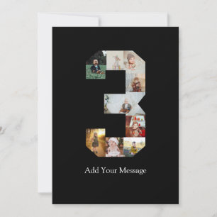 Faire-part Noir et blanc Numéro 3 Collage photo