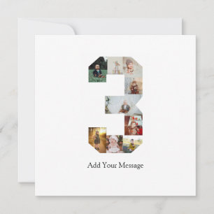 Faire-part Noir et blanc Numéro 3 Collage photo