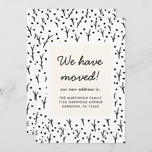 Faire-part Noir et blanc rustique Imprimer Nouvelle adresse (Devant / Derrière)