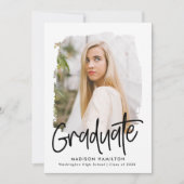 Faire-part Noir | Graduation de la photo de script préppy (Devant)