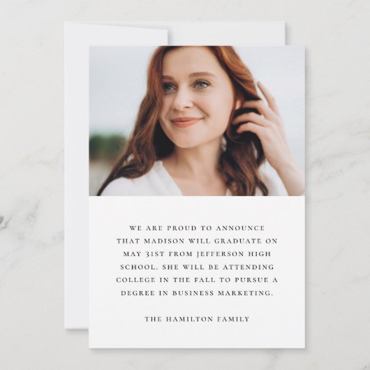 Faire-part Noir manuscrit moderne Script 2 Photo Graduation (Dos)