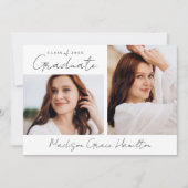 Faire-part Noir manuscrit moderne Script 3 Photo Graduation (Devant)