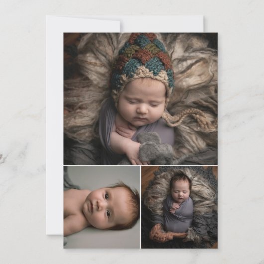 Faire-part Noir neutre Signature Script Nouveau bébé photo (Dos)