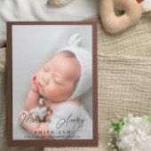 Faire-part Noir neutre Signature Script Nouveau bébé photo