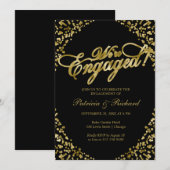 Faire-part Noir Nous sommes engagés Engagement Party Invitati (Devant / Derrière)