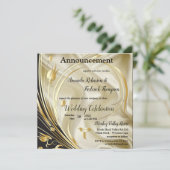 Faire-part Noir & Or sur Soie Champagne Mariage (Debout devant)