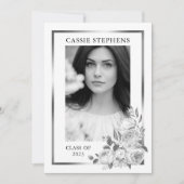 Faire-part Noir |White 4 Photo Collage Gold Frame Graduation (Devant)