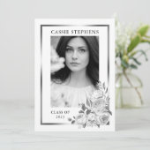 Faire-part Noir |White 4 Photo Collage Gold Frame Graduation (Debout devant)