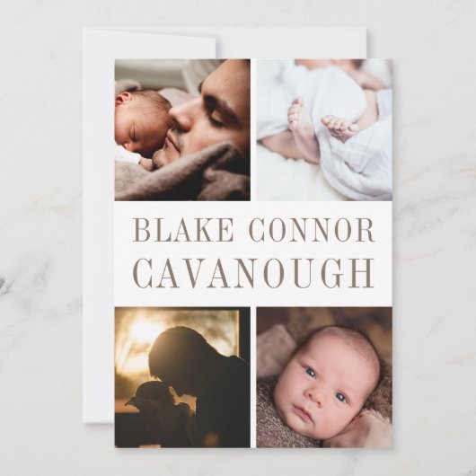 Faire-part Nom classique Photo Naissance (Devant)