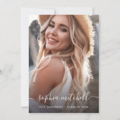 Faire-part Nom dans le script | Blush Pink Photo Graduation (Devant)