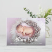 Faire-part Nom de script Elegant Photo Baby Modern Simple (Debout devant)