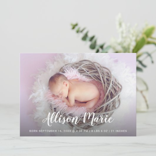 Faire-part Nom de script Elegant Photo Baby Modern Simple (Debout devant)