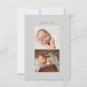 Faire-part Nom de script trois photo moderne naissance (Dos)