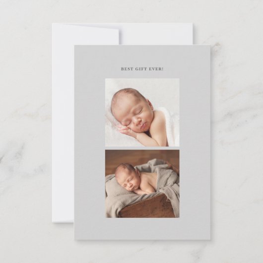 Faire-part Nom de script trois photo moderne naissance (Dos)
