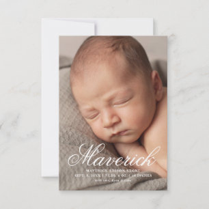 Faire-part Nom de script trois photo moderne naissance