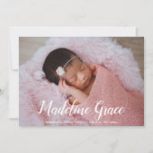 Faire-part Nom du bébé photo de script manuscrite photo de na (Devant)