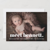 Faire-part Nom moderne Bébé Photo Naissance (Devant)