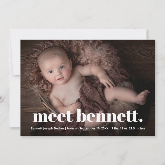 Faire-part Nom moderne Bébé Photo Naissance (Devant)