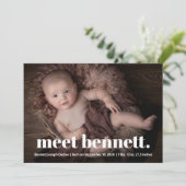 Faire-part Nom moderne Bébé Photo Naissance (Debout devant)
