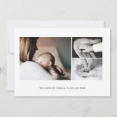 Faire-part Nom personnalisé Photo Collage bébé garçon nouveau (Dos)