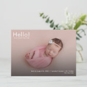 Faire-part Nom photo du bébé moderne Statistiques Naissance (Debout devant)