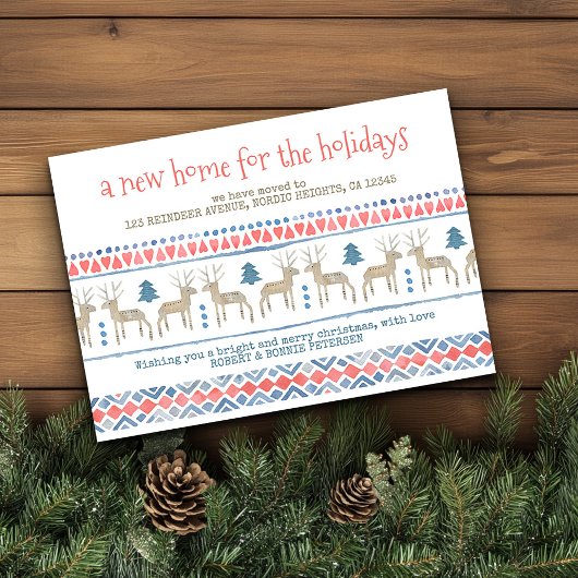 Faire-part Nordic Deer Nouvelle maison pour les vacances Démé