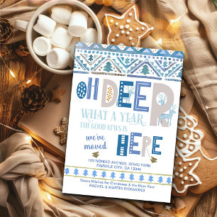 Faire-part Nordic Fairisle et typographie de cerf vacances en