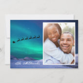 Faire-part Northern Lights with Santa and Sleigh your photo (Devant)
