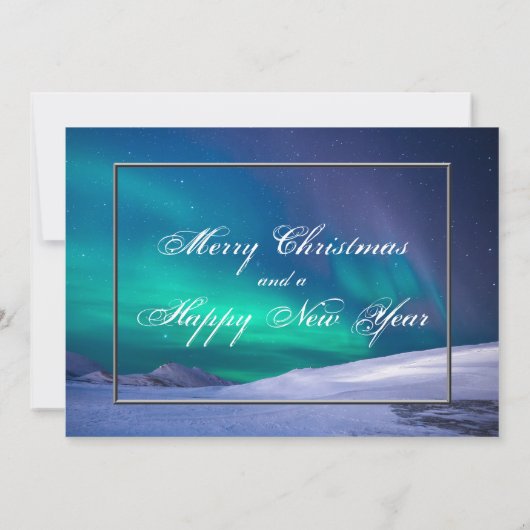 Faire-part Northern Lights with Santa and Sleigh your photo (Dos)