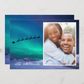 Faire-part Northern Lights with Santa and Sleigh your photo (Devant / Derrière)