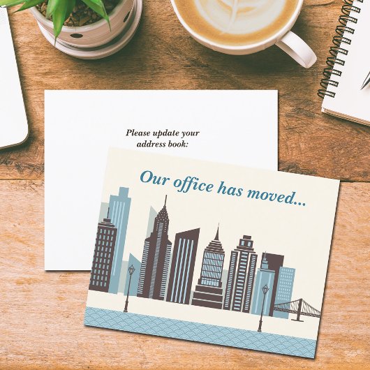 Faire-part Nos Bureaux Ont Déplacé Modern City Skyline