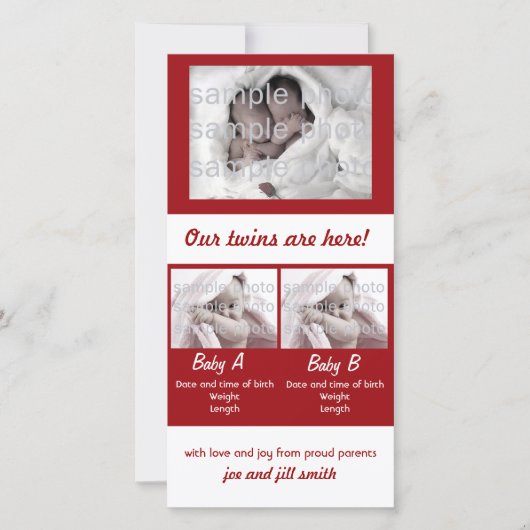 Faire-part Nos jumeaux sont là ! (Devant)
