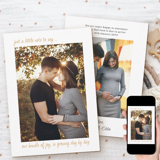 Faire-part Note décontractée pour dire 2 Grossesse photo vert