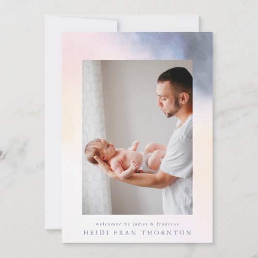 Faire-part notre arc-en-ciel photo frontière bébé naissance b (Dos)