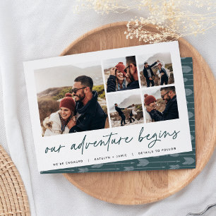 Faire-part Notre aventure commence Fiançailles multiphoto A