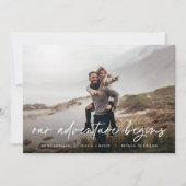 Faire-part Notre aventure commence | Fiançailles photo (Devant)