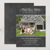 Faire-part Notre nouvelle maison Rustic Black Chalkboard Phot (Devant / Derrière)
