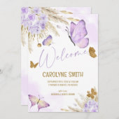 Faire-part Notre Petit Boho Purple Butterfly Naissance (Devant / Derrière)